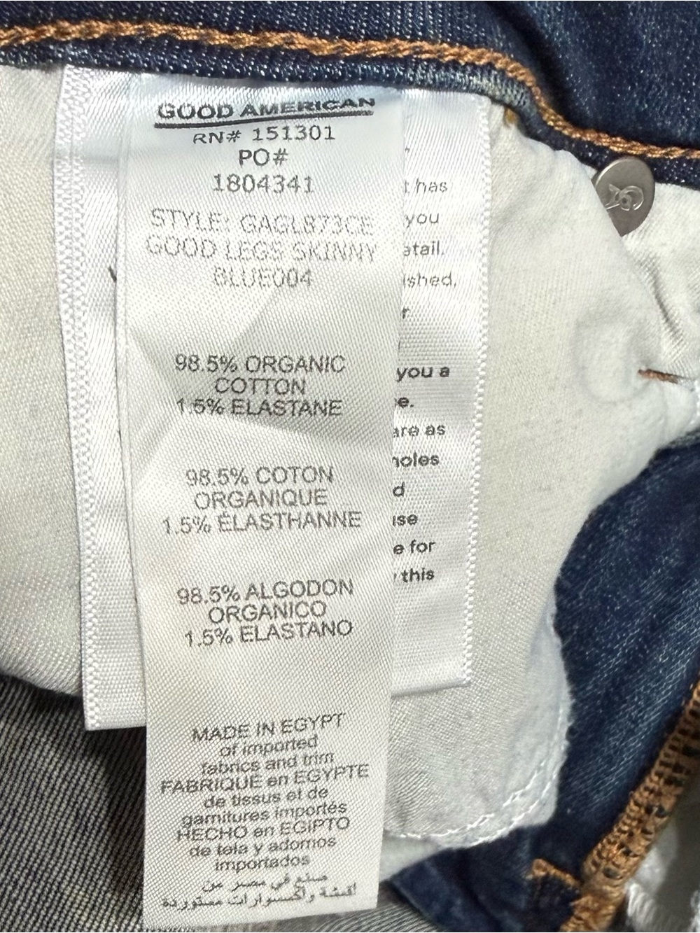 Good American Good Legs Skinny Jeans Blue Mid Rise Denim Size 4 / 27 Stretch - Picture 7 of 11
